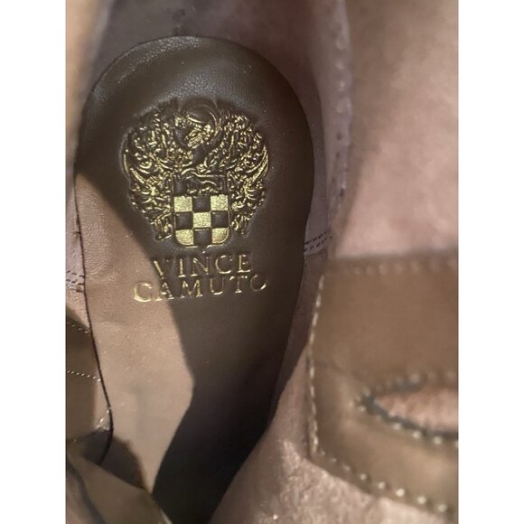 Vince Camuto Ankle Boot Simlee Wild Mushroom Heel Leather Suede Bootie Size 8 38 - Picture 3 of 7